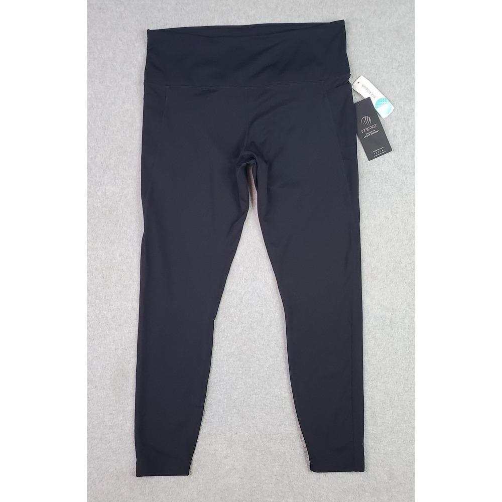 MPG Sport Leggings Womens XL Black Prosper High Waisted Compression Pockets
